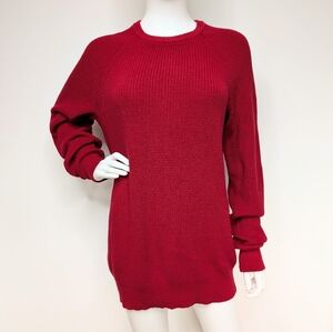 Men's Medium Tall Red Rib Knit Crew Neck Sweater